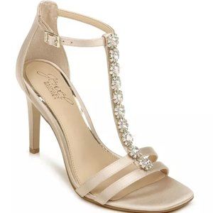 BADGLEY MISCHKA Champagne Satin Crystal Sandal